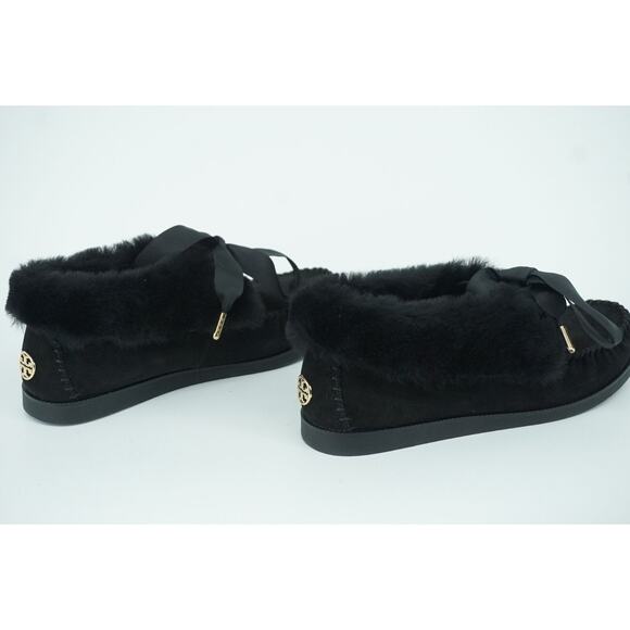 Tory Burch Aberdeen Genuine Rabbit Fur Trim Slipper Bootie Size 6 NIB Black Bow - Picture 8 of 11